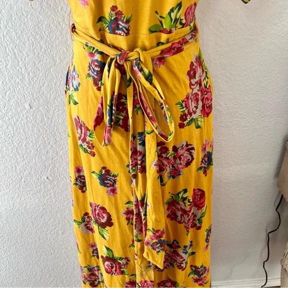 Matilda Jane Alana Jersey Knit Floral Maxi Wrap Dress Mustard Women's Small - Picture 9 of 12